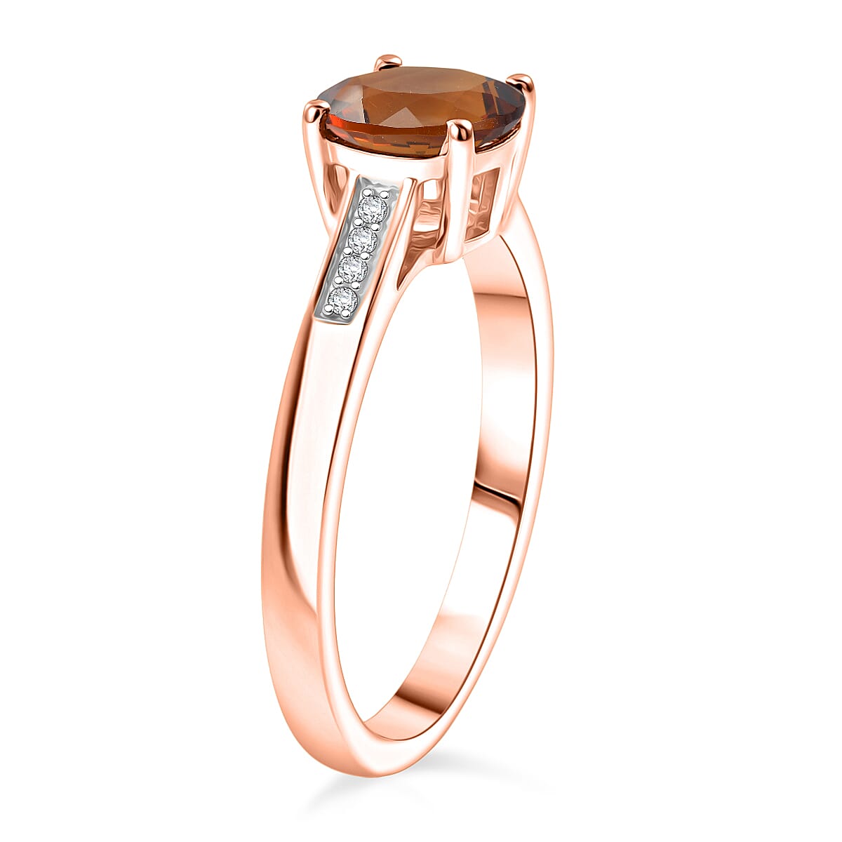 D'Joy Santa Ana Madeira Citrine and White Zircon 1.40 ctw Ring in 18K Vermeil Rose Gold Over Sterling Silver (Size 7.5)