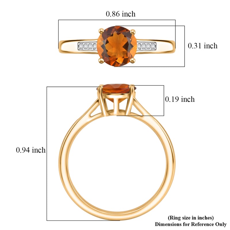 D'Joy Santa Ana Madeira Citrine and White Zircon 1.40 ctw Ring in 18K Vermeil Yellow Gold Over Sterling Silver (Size 4.0)