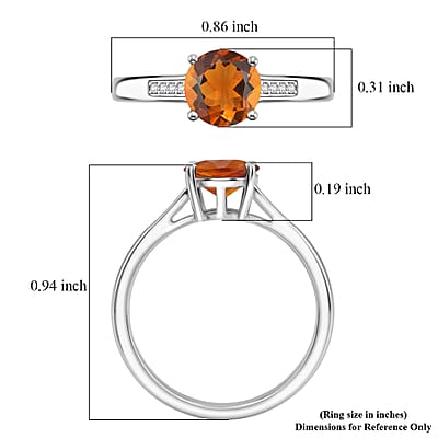 D'Joy Santa Ana Madeira Citrine and White Zircon 1.40 ctw Ring in Rhodium Over Sterling Silver (Size 7.0)
