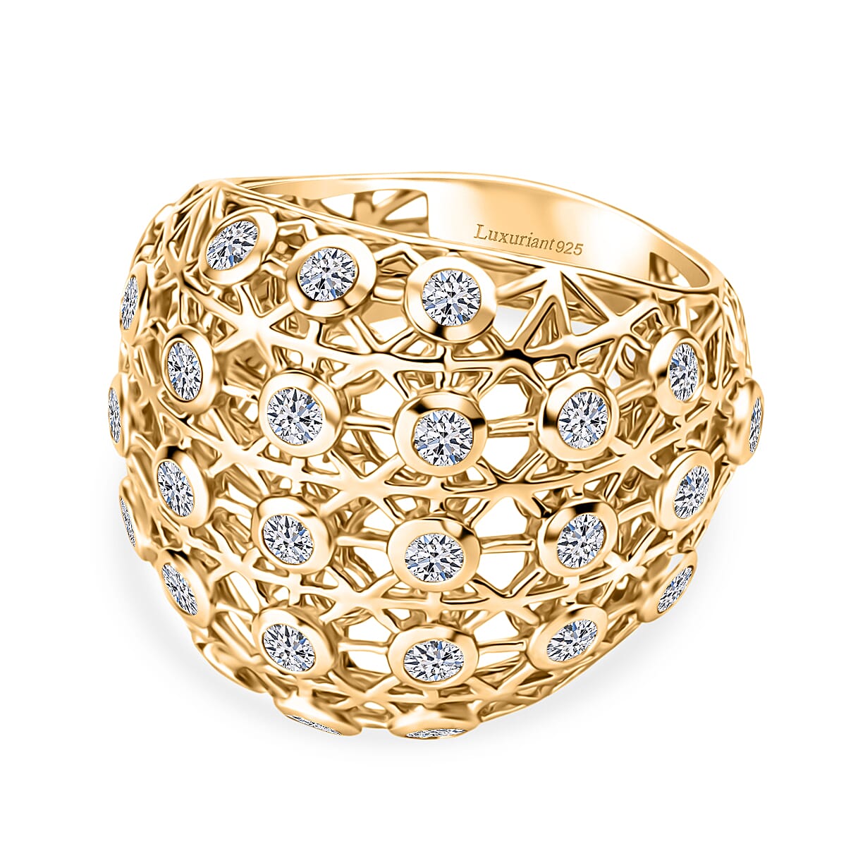Luxuriant Lab Grown Diamond G-H SI 1.35 ctw Ring in 18K Vermeil Yellow Gold Over Sterling Silver (Size 6.0)
