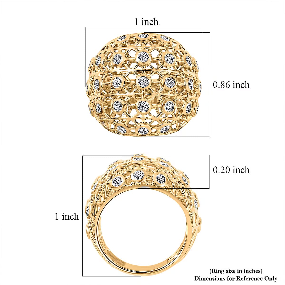 Luxuriant Lab Grown Diamond G-H SI 1.35 ctw Ring in 18K Vermeil Yellow Gold Over Sterling Silver (Size 6.0) image number 6