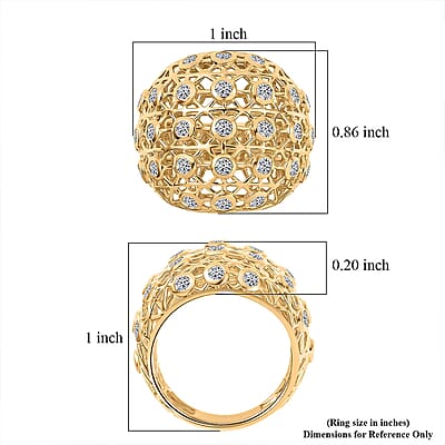 Luxuriant Lab Grown Diamond G-H SI 1.35 ctw Ring in 18K Vermeil Yellow Gold Over Sterling Silver (Size 6.0)