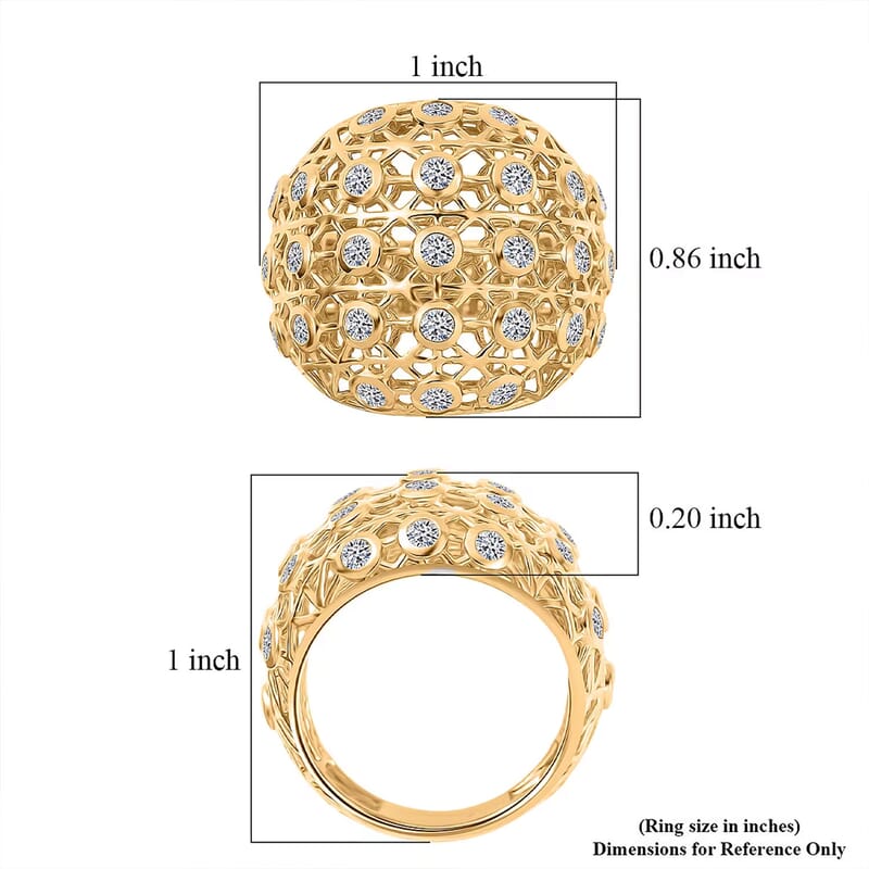 Luxuriant Lab Grown Diamond G-H SI 1.35 ctw Ring in 18K Vermeil Yellow Gold Over Sterling Silver (Size 6.0)