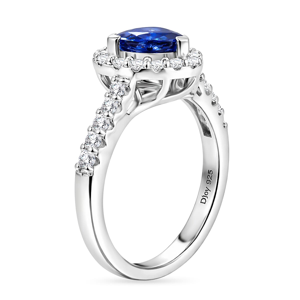 Certified & Appraised D'Joy Premium Tanzanite and Moissanite 2.00 ctw Ring in Rhodium Over Sterling Silver (Size 10.0)