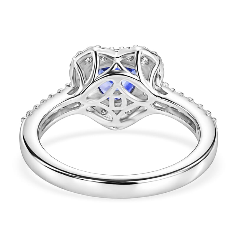 Certified & Appraised D'Joy Premium Tanzanite and Moissanite 2.00 ctw Ring in Rhodium Over Sterling Silver (Size 10.0)