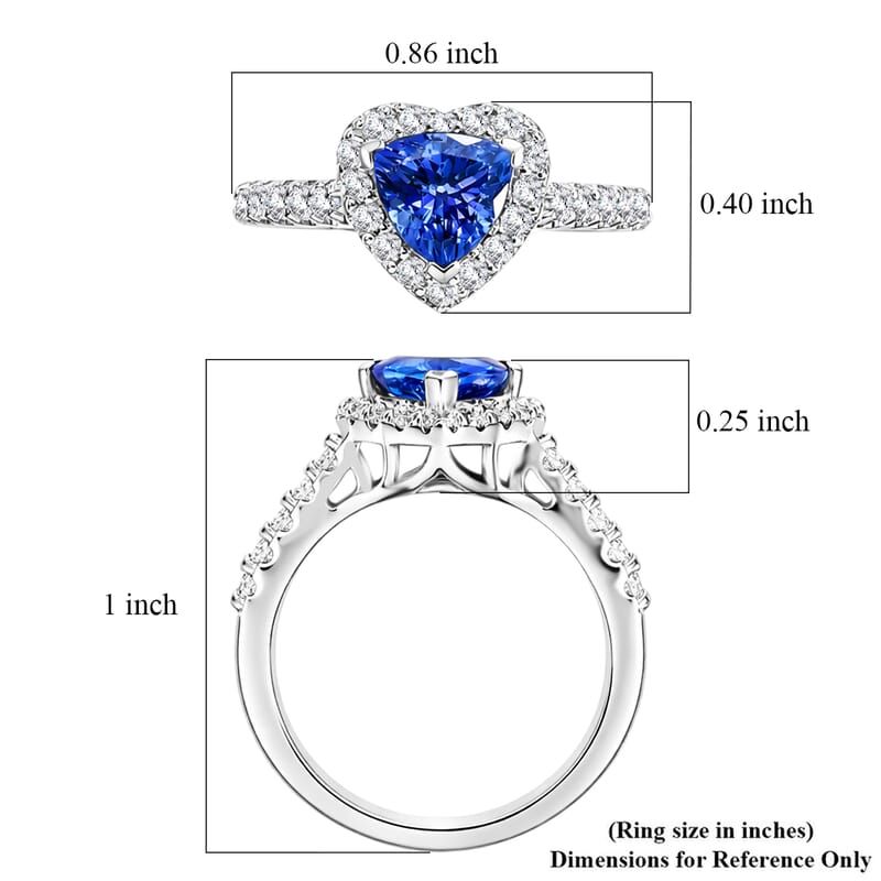 Certified & Appraised D'Joy Premium Tanzanite and Moissanite 2.00 ctw Ring in Rhodium Over Sterling Silver (Size 10.0)