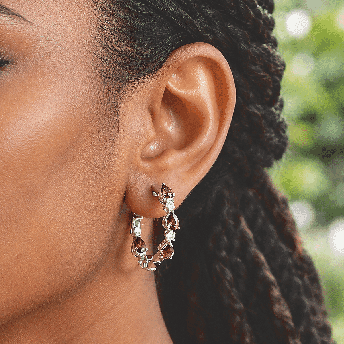 EverTrue Cherry Citrine and White Zircon 4.50 ctw Hoop Earrings in Platinum Bond