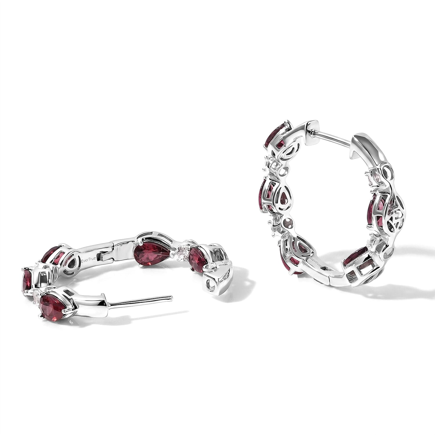 EverTrue Cherry Citrine and White Zircon 4.50 ctw Hoop Earrings in Platinum Bond