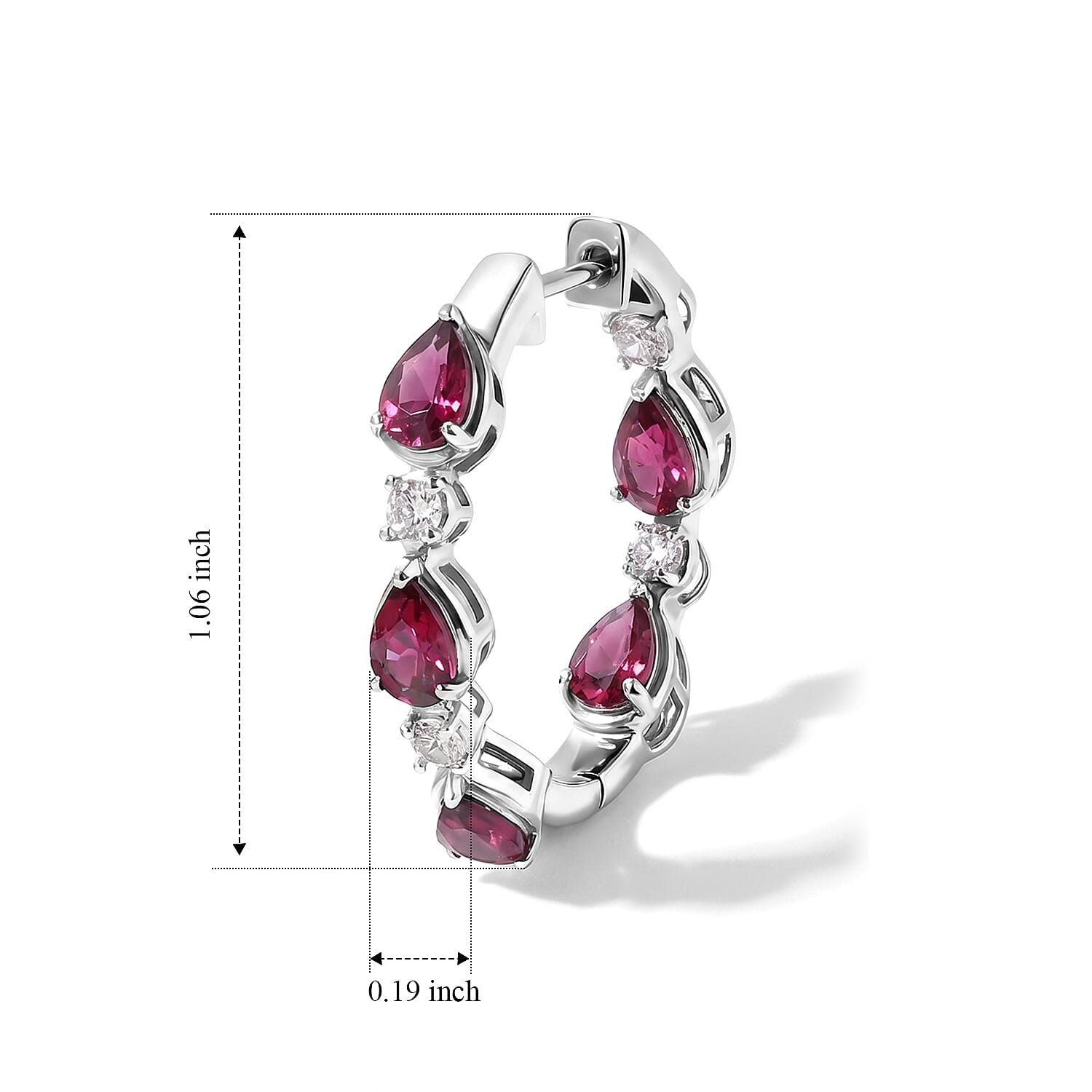 EverTrue Cherry Citrine and White Zircon 4.50 ctw Hoop Earrings in Platinum Bond