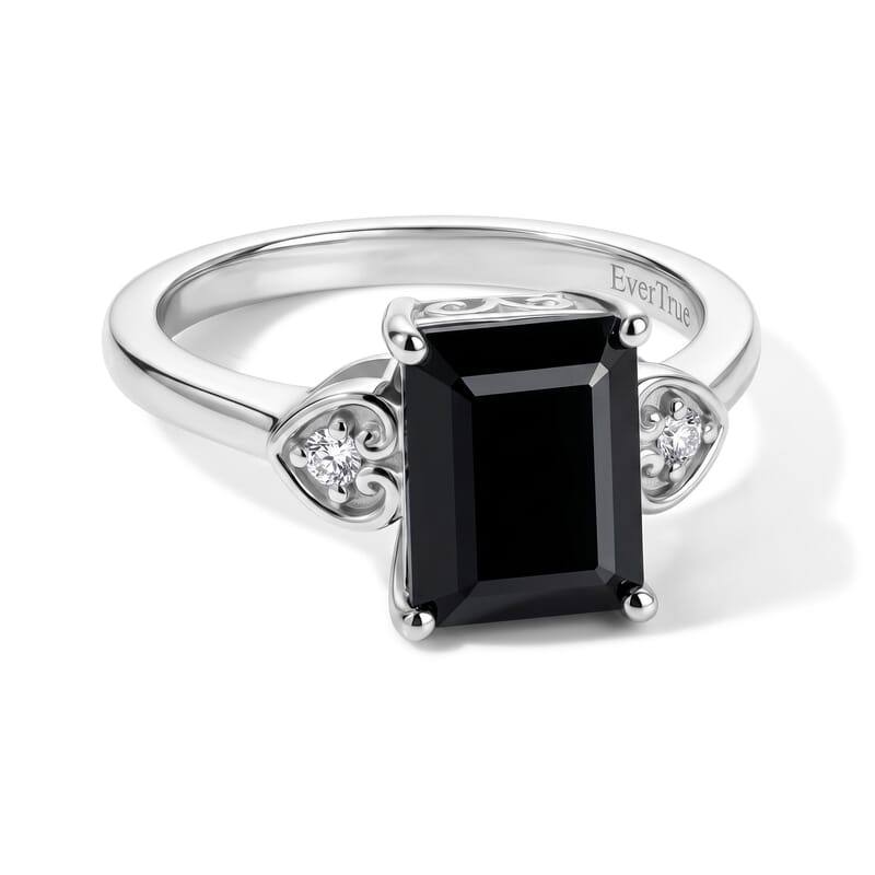 EverTrue Thai Black Spinel and White Zircon 3.15 ctw Ring in Platinum Bond (Size 6.0)