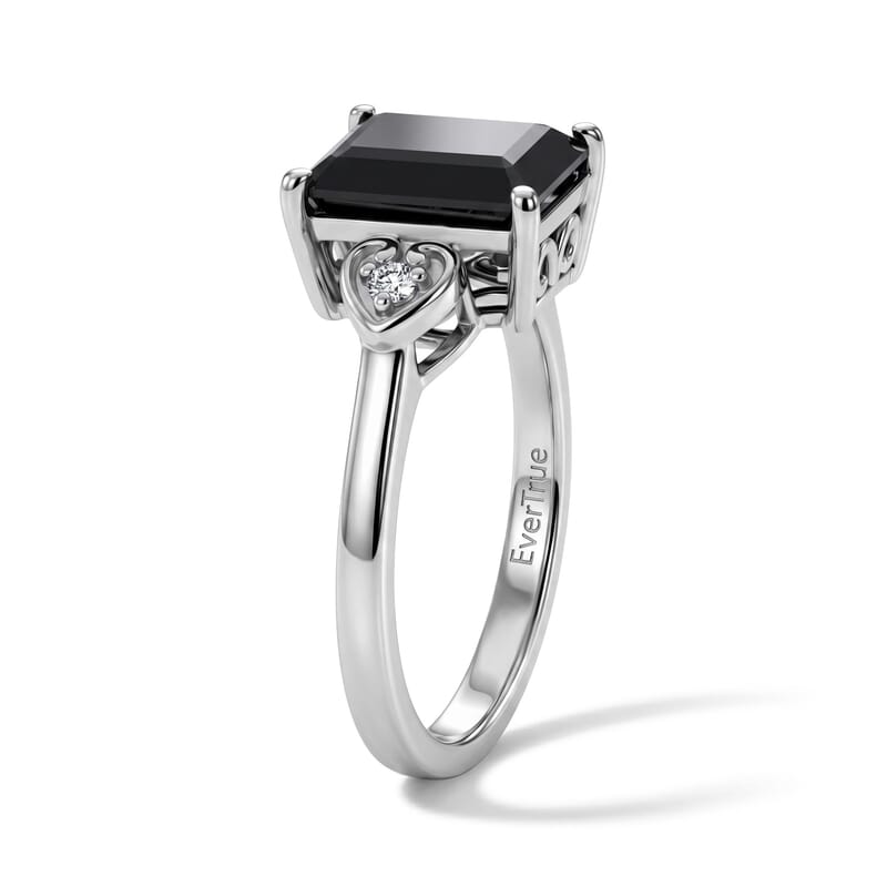 EverTrue Thai Black Spinel and White Zircon 3.15 ctw Ring in Platinum Bond (Size 6.0)