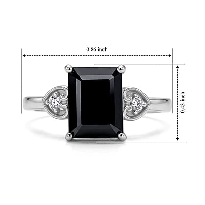 EverTrue Thai Black Spinel and White Zircon 3.15 ctw Ring in Platinum Bond (Size 6.0)