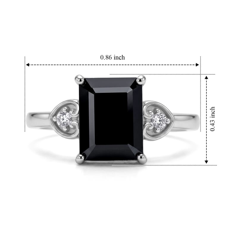 EverTrue Thai Black Spinel and White Zircon 3.15 ctw Ring in Platinum Bond (Size 6.0)