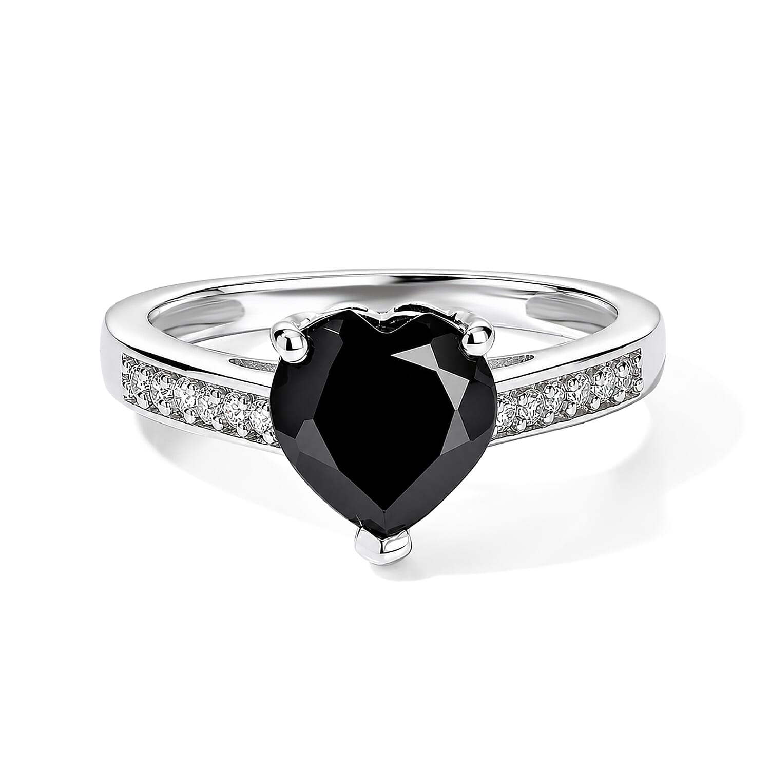 EverTrue Thai Black Spinel and Moissanite 2.10 ctw Ring in Platinum Bond (Size 6.0)