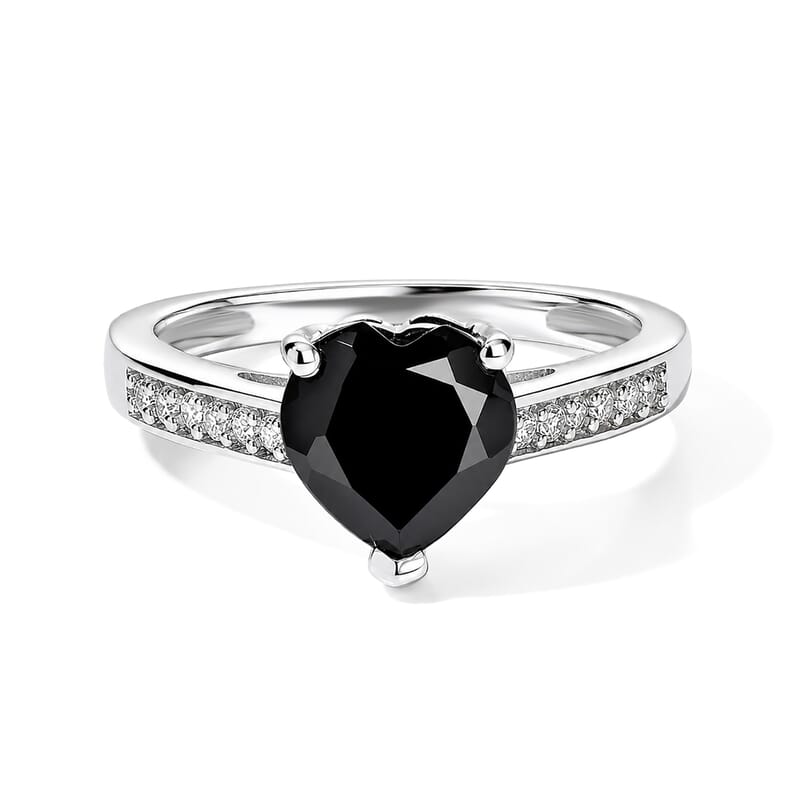 EverTrue Thai Black Spinel and Moissanite 2.10 ctw Ring in Platinum Bond (Size 6.0)