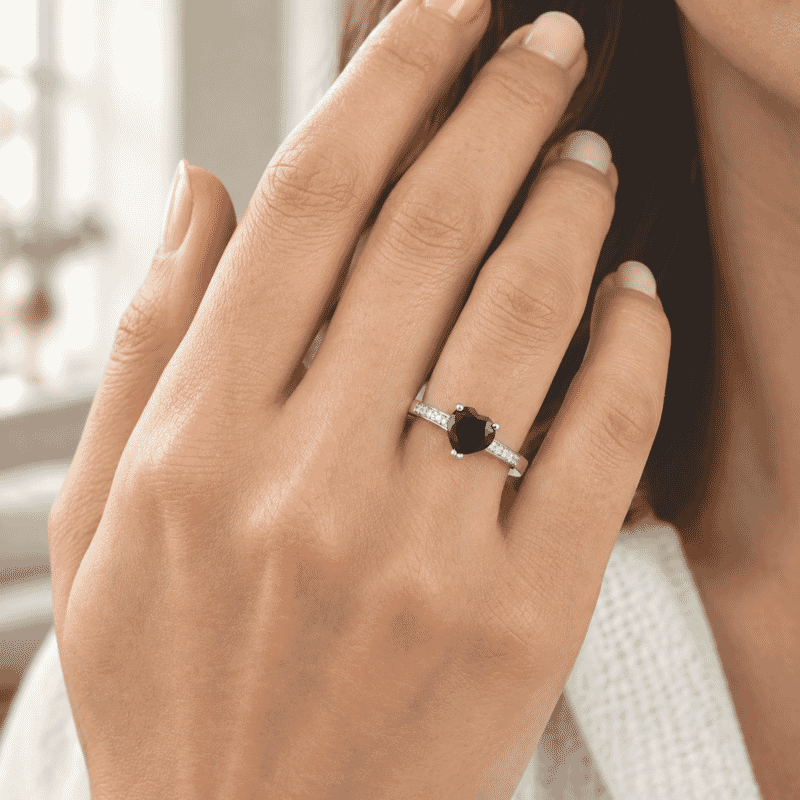 EverTrue Thai Black Spinel and Moissanite 2.10 ctw Ring in Platinum Bond (Size 6.0)