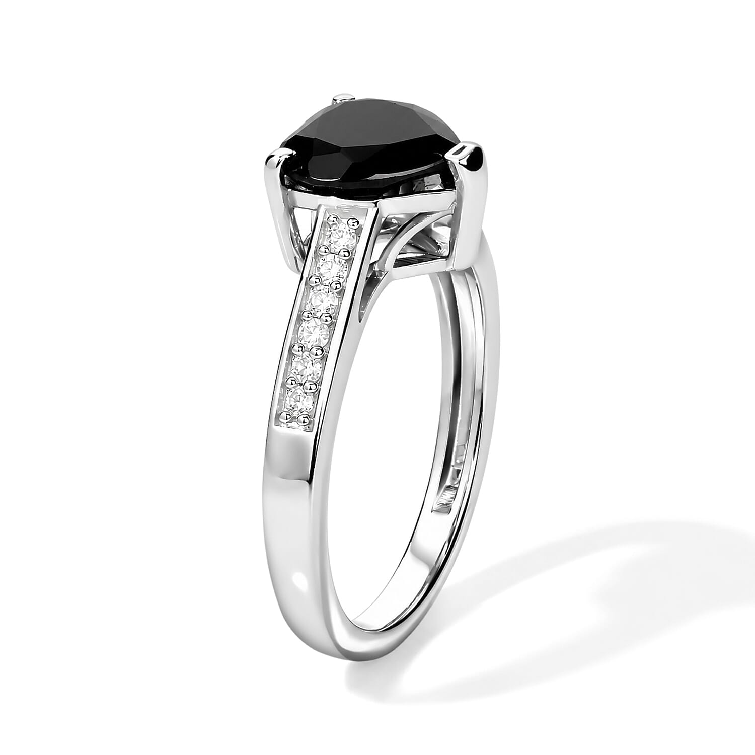 EverTrue Thai Black Spinel and Moissanite 2.10 ctw Ring in Platinum Bond (Size 6.0)