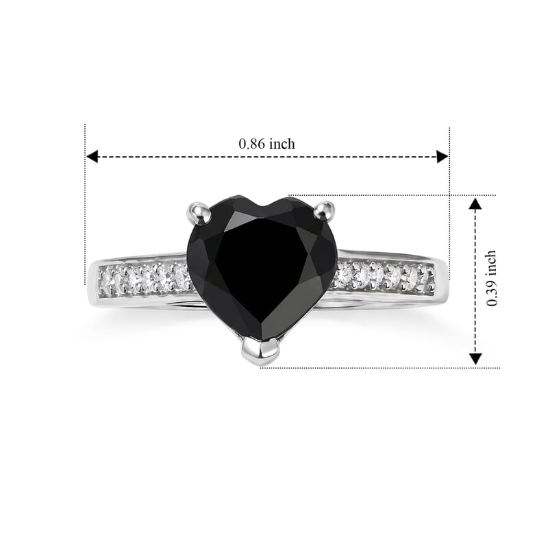 EverTrue Thai Black Spinel and Moissanite 2.10 ctw Ring in Platinum Bond (Size 6.0)