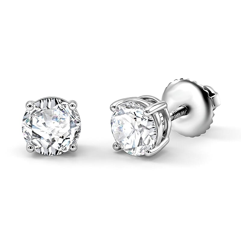 Luxuriant Lab Grown Diamond (VS2) 1.00 ctw Stud Earrings in 10K White Gold