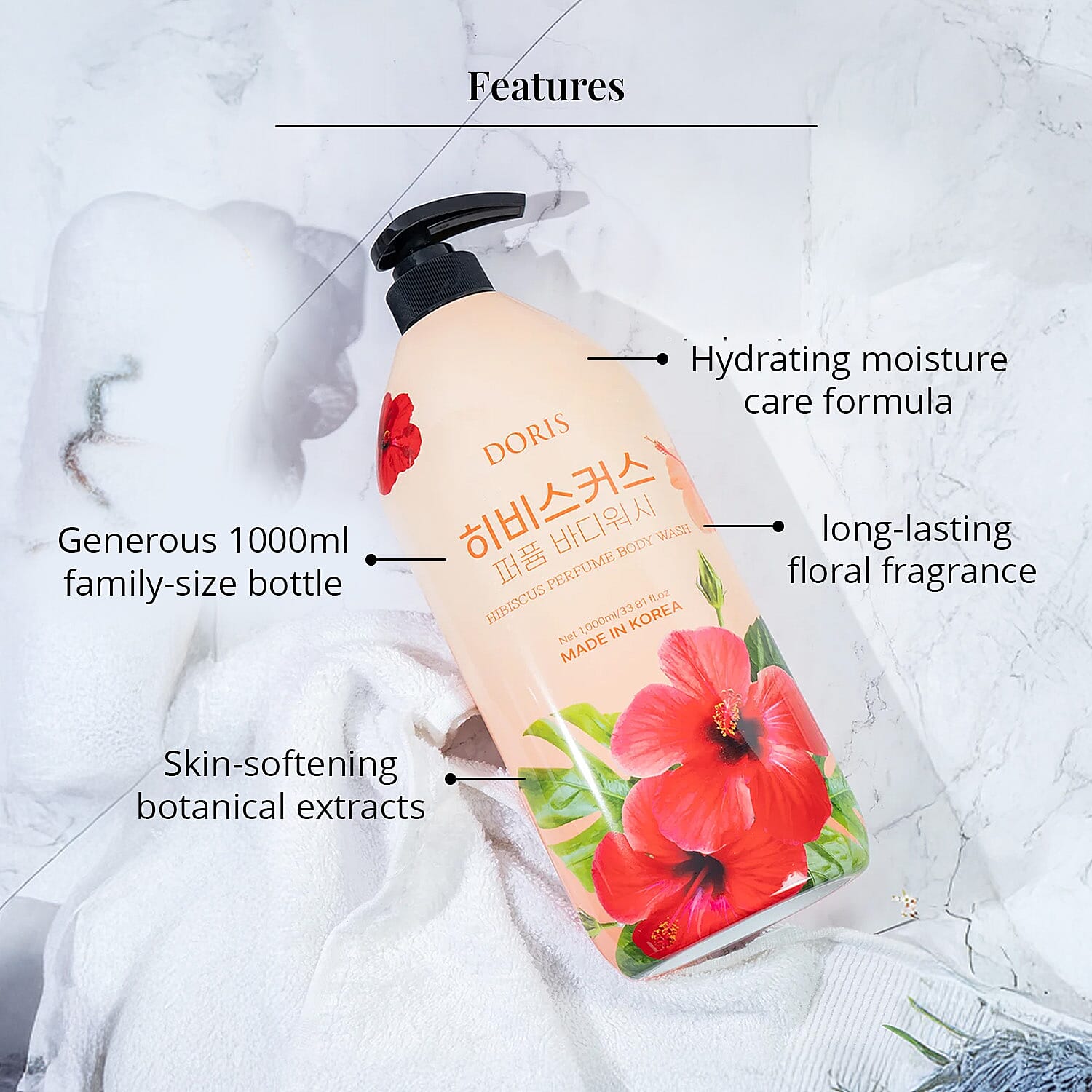 Doris Hibiscus Perfume Body Wash (33.81oz) Made in Korea