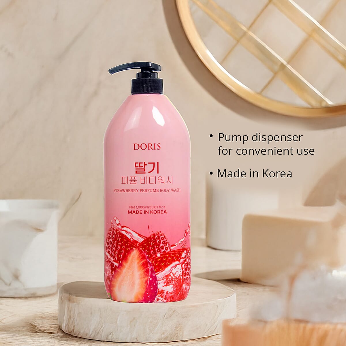 Doris Strawberry Perfume Body Wash (33.81oz) Made in Korea image number 4