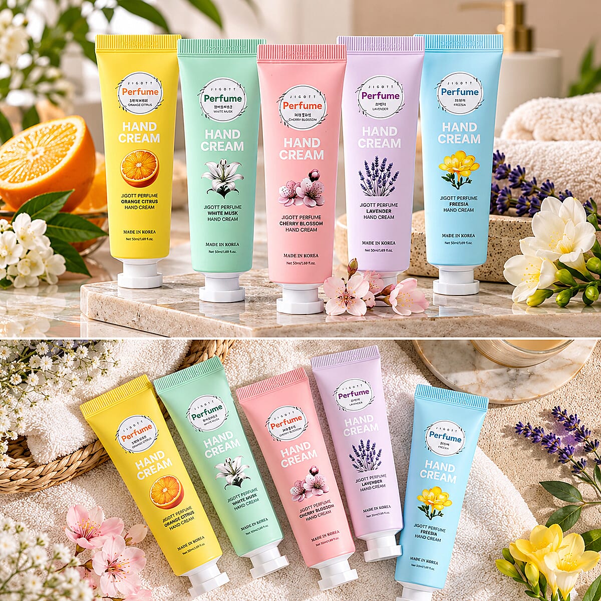Jigott Perfume Assorted Hand Cream Set (5x1.69oz) Made in Korea