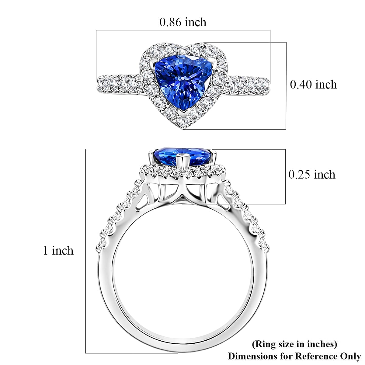 Certified & Appraised D'Joy Premium Tanzanite and Moissanite 2.00 ctw Ring in Rhodium Over Sterling Silver (Size 6.0) image number 5