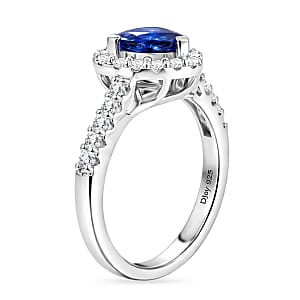 Certified & Appraised D'Joy Premium Tanzanite and Moissanite 2.00 ctw Ring in Rhodium Over Sterling Silver (Size 7.0)