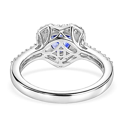 Certified & Appraised D'Joy Premium Tanzanite and Moissanite 2.00 ctw Ring in Rhodium Over Sterling Silver (Size 7.0)