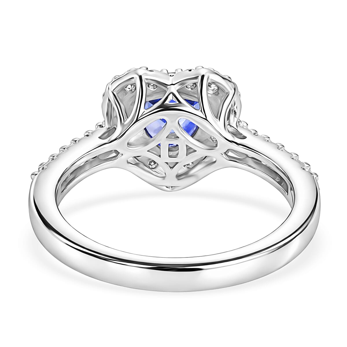 Certified & Appraised D'Joy Premium Tanzanite and Moissanite 2.00 ctw Ring in Rhodium Over Sterling Silver (Size 9.0)