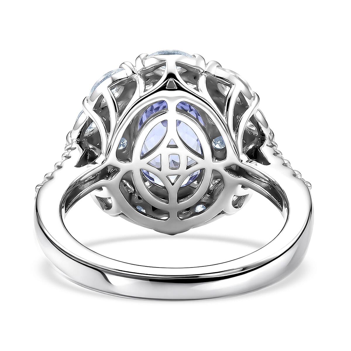 Certified & Appraised D'Joy Premium Tanzanite and Moissanite 2.75 ctw Ring in Rhodium Over Sterling Silver (Size 6.0)