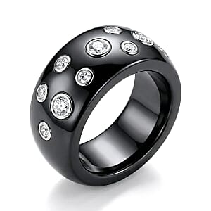 Lab Grown Diamond G-H SI and Black Jade (D) 50.65 ctw Midnight Spark Ring in Rhodium Over Sterling Silver (Size 10.0) (Ships in 8-10 Days)