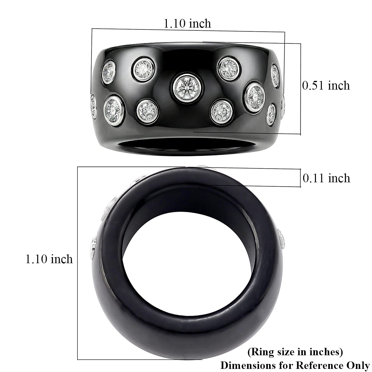 Lab Grown Diamond G-H SI and Black Jade (D) 50.65 ctw Midnight Spark Ring in Rhodium Over Sterling Silver (Size 10.0) (Ships in 8-10 Days) image number 5