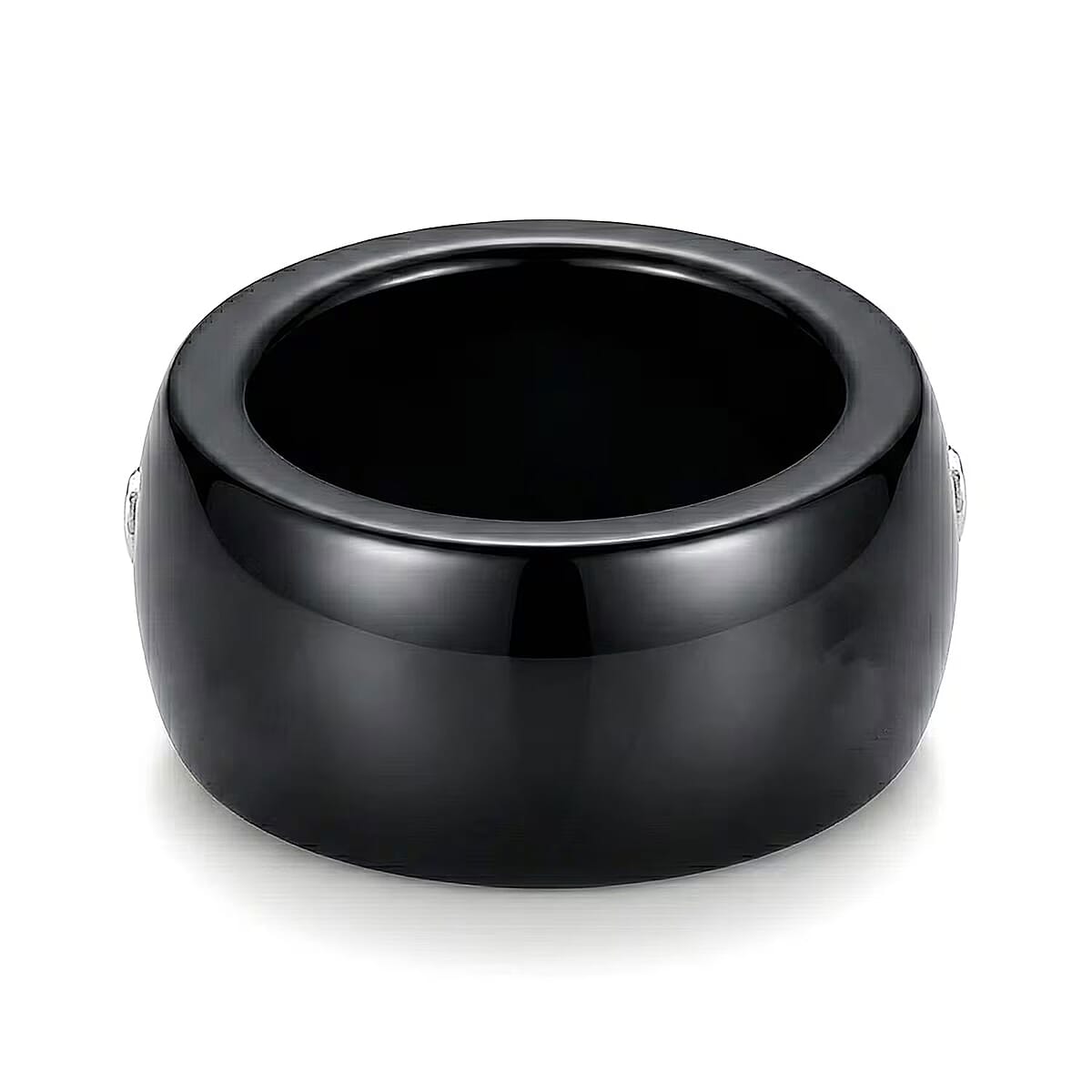 Lab Grown Diamond (G-H, SI) (0.48 cts), Black Jade Ring in Rhodium Over Sterling Silver (Size 10.0) 50.65 ctw image number 7
