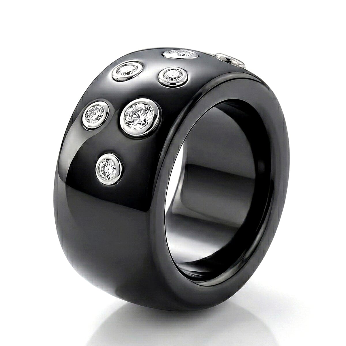 Lab Grown Diamond G-H SI and Black Jade (D) 50.65 ctw Midnight Spark Ring in Rhodium Over Sterling Silver (Size 5.0) (Ships in 8-10 Days) image number 3