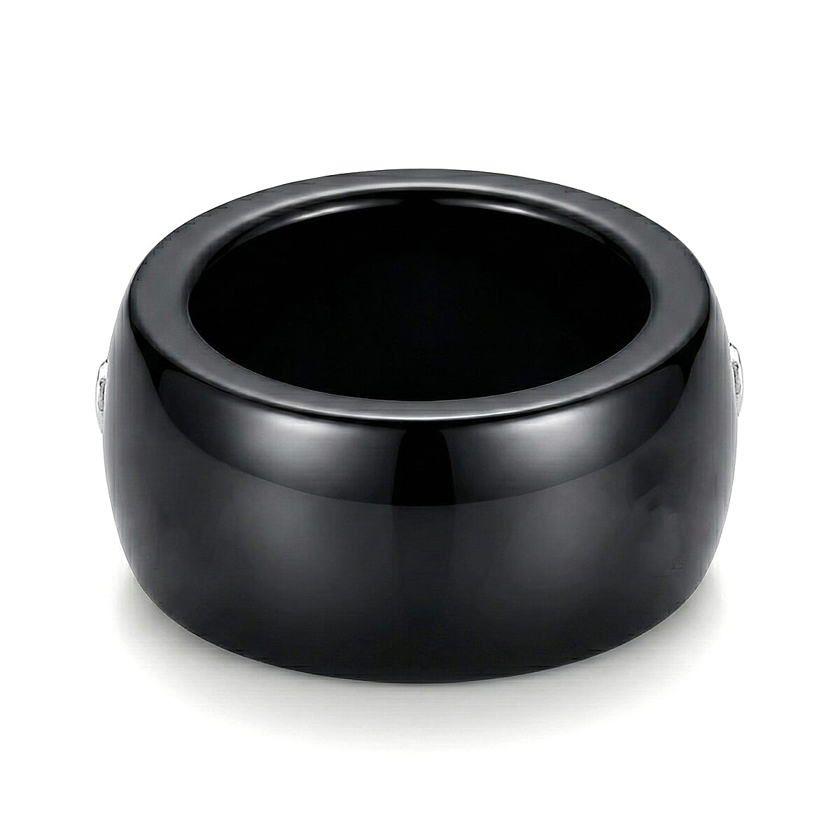 Lab Grown Diamond G-H SI and Black Jade (D) 50.65 ctw Midnight Spark Ring in Rhodium Over Sterling Silver (Size 5.0) (Ships in 8-10 Days) image number 4