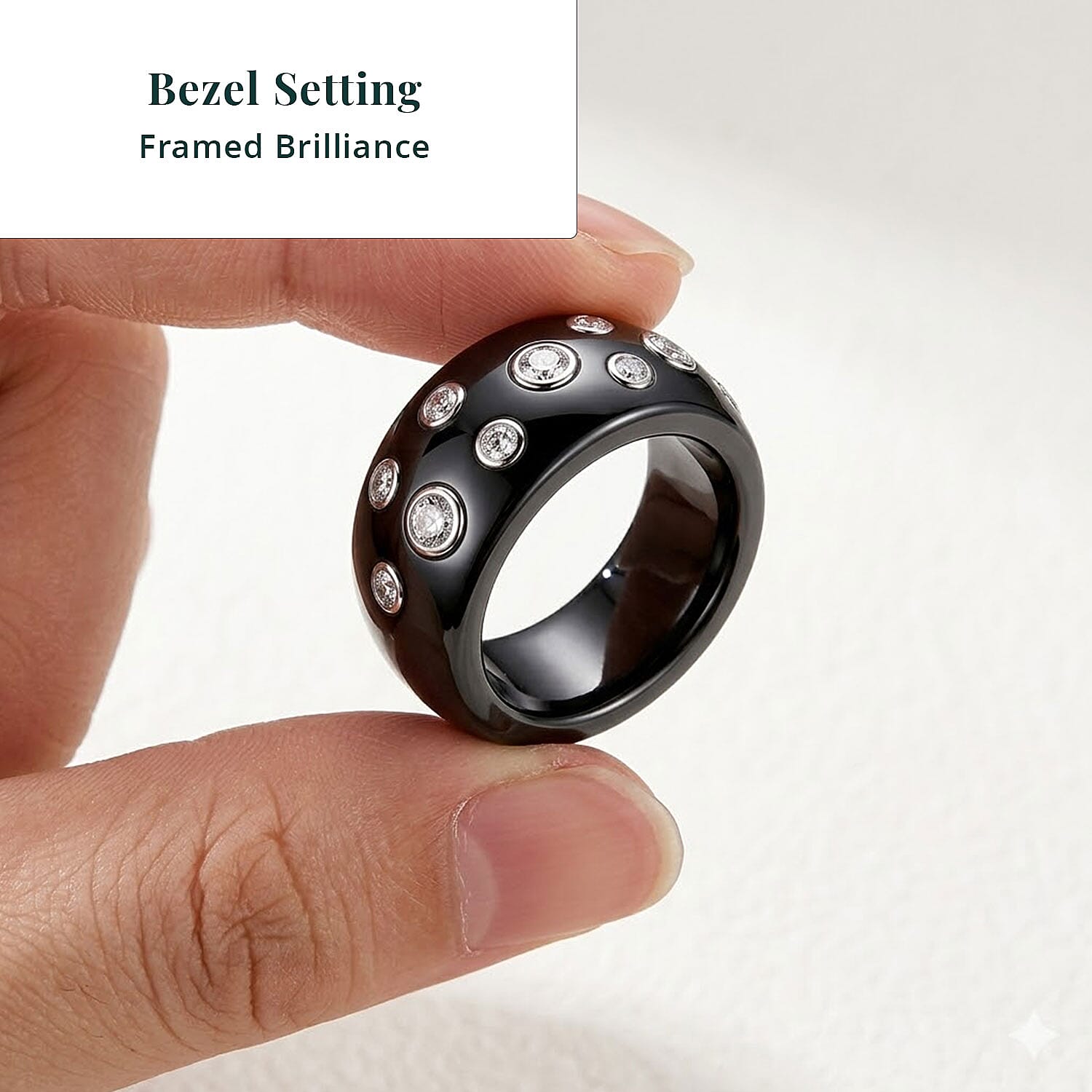 Lab Grown Diamond G-H SI and Black Jade (D) 43.20 ctw Midnight Spark Ring in Rhodium Over Sterling Silver (Size 5.0)