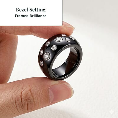 Lab Grown Diamond G-H SI and Black Jade (D) 43.20 ctw Midnight Spark Ring in Rhodium Over Sterling Silver (Size 5.0)