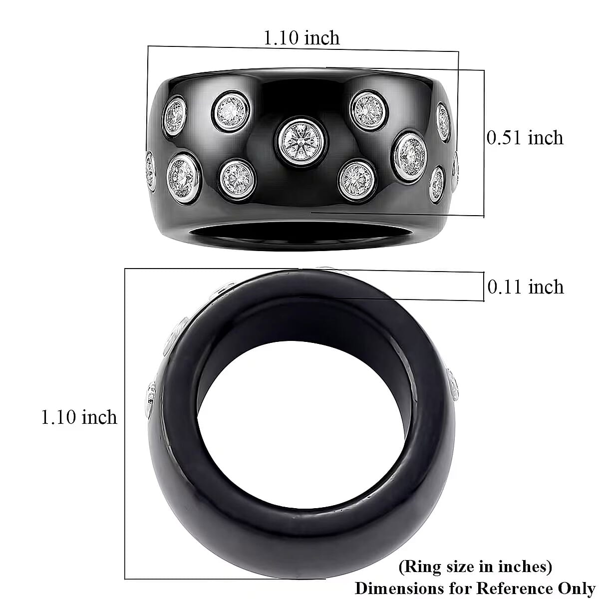 Lab Grown Diamond G-H SI and Black Jade (D) 43.20 ctw Midnight Spark Ring in Rhodium Over Sterling Silver (Size 5.0) image number 6