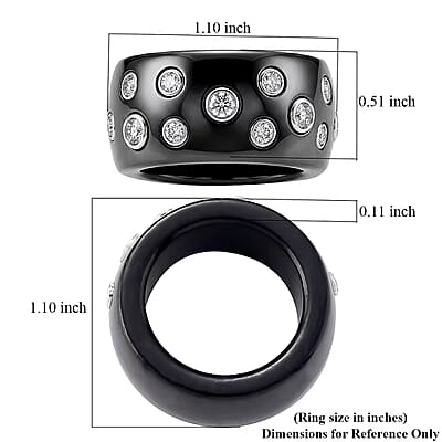 Lab Grown Diamond G-H SI and Black Jade (D) 43.20 ctw Midnight Spark Ring in Rhodium Over Sterling Silver (Size 5.0)