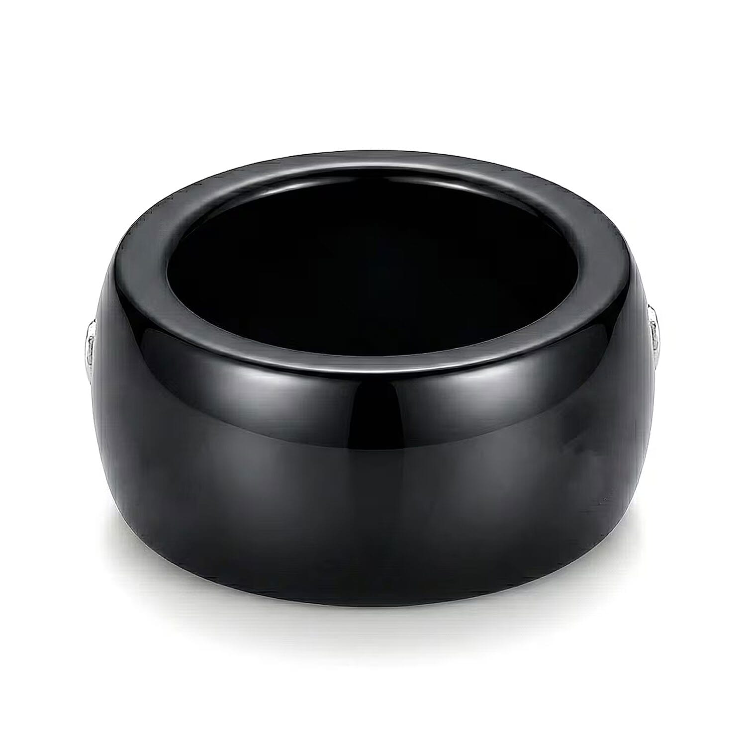 Lab Grown Diamond G-H SI and Black Jade (D) 43.20 ctw Midnight Spark Ring in Rhodium Over Sterling Silver (Size 5.0)