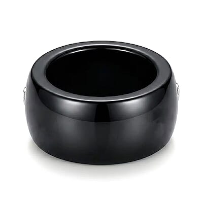 Lab Grown Diamond G-H SI and Black Jade (D) 43.20 ctw Midnight Spark Ring in Rhodium Over Sterling Silver (Size 5.0)