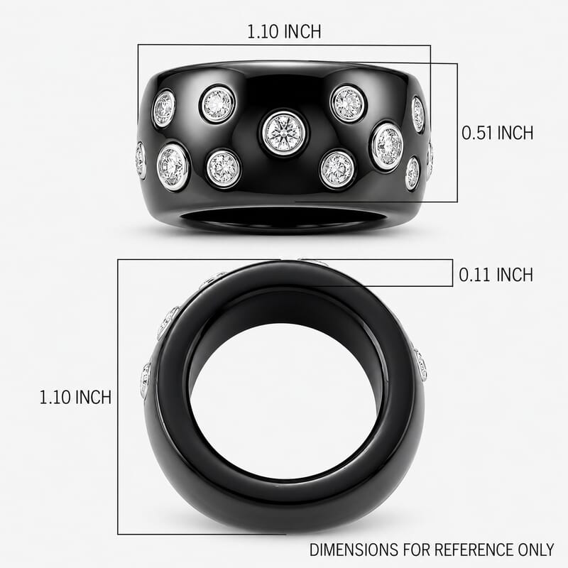 Lab Grown Diamond G-H SI and Black Jade (D) 43.20 ctw Midnight Spark Ring in Rhodium Over Sterling Silver (Size 6.0)