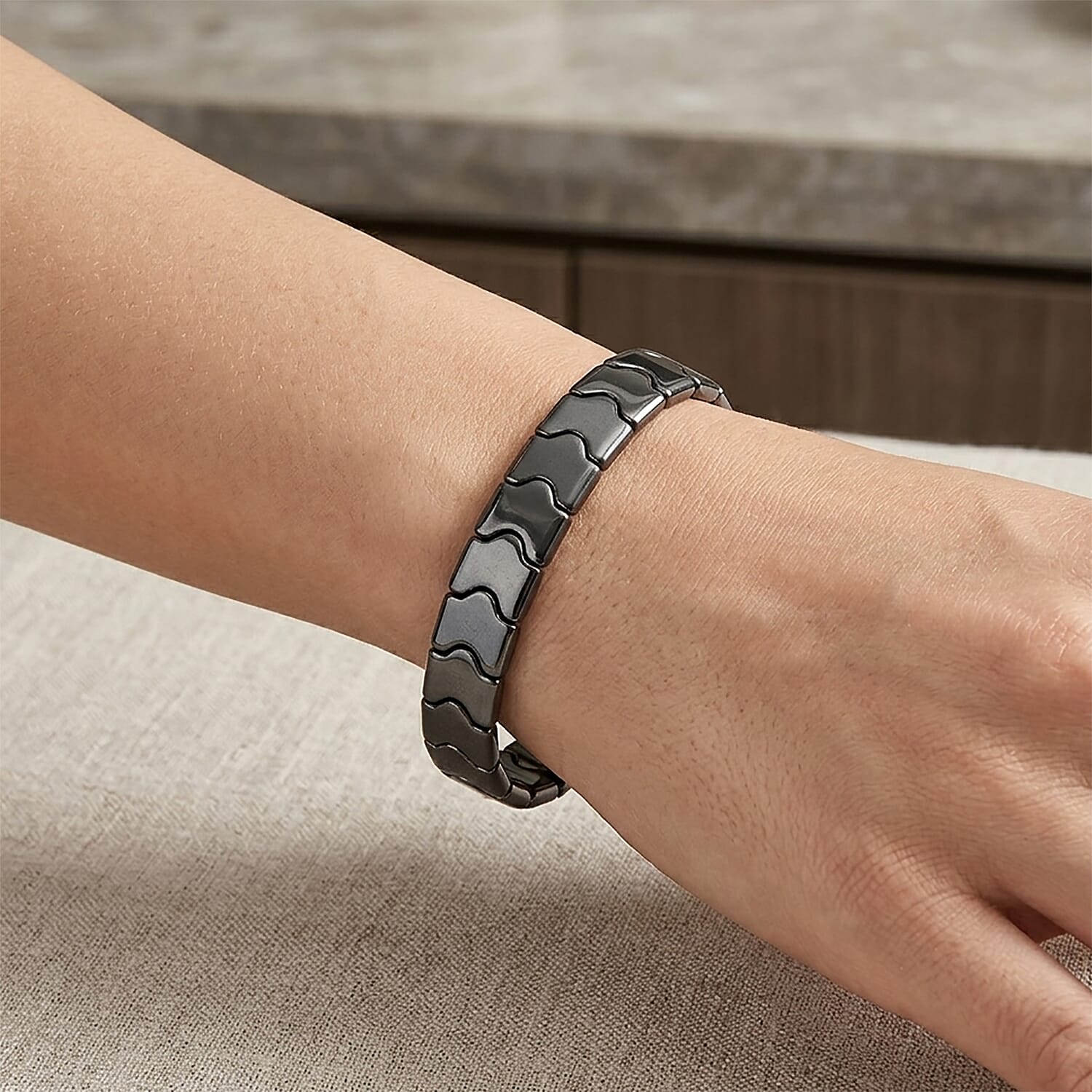 Hematite 90.00 ctw Stretch Bracelet (6.5-7In)