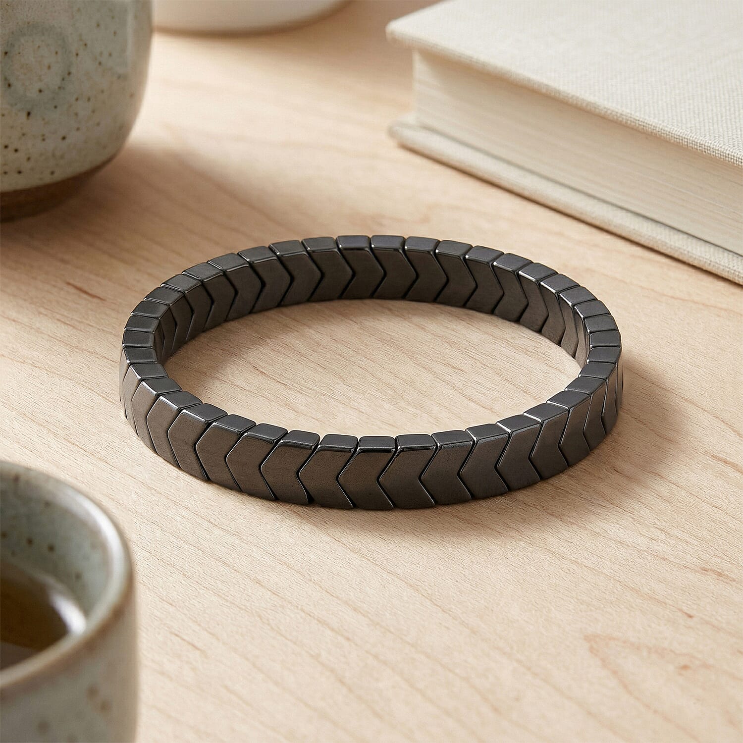 Hematite 130.00 ctw Stretch Bracelet (6.5-7In)