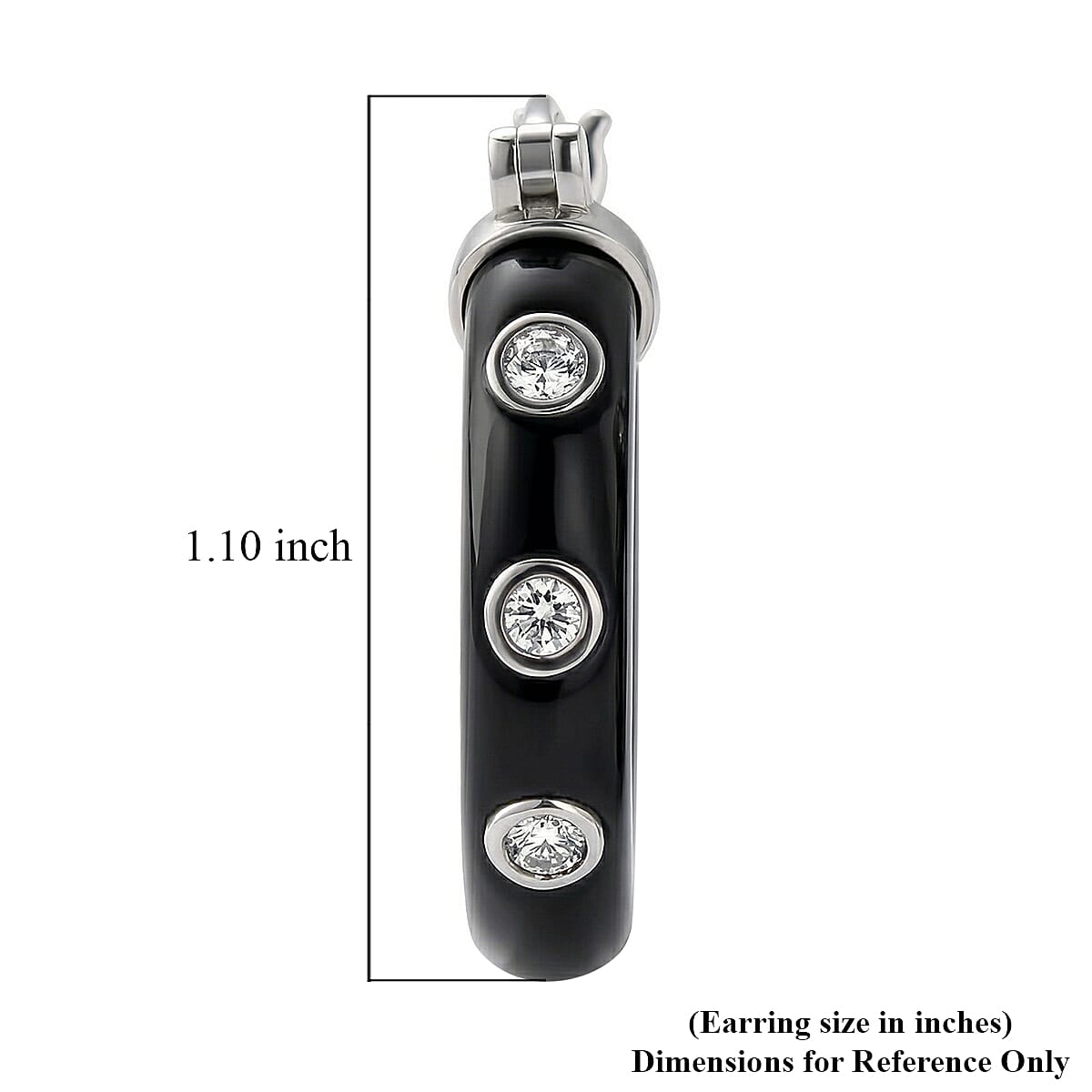 Lab Grown Diamond G-H SI 36.80 ctw and Black Jade Midnight Spark Hoop Earrings in Rhodium Over Sterling Silver (Ships in 8-10 Days) image number 5