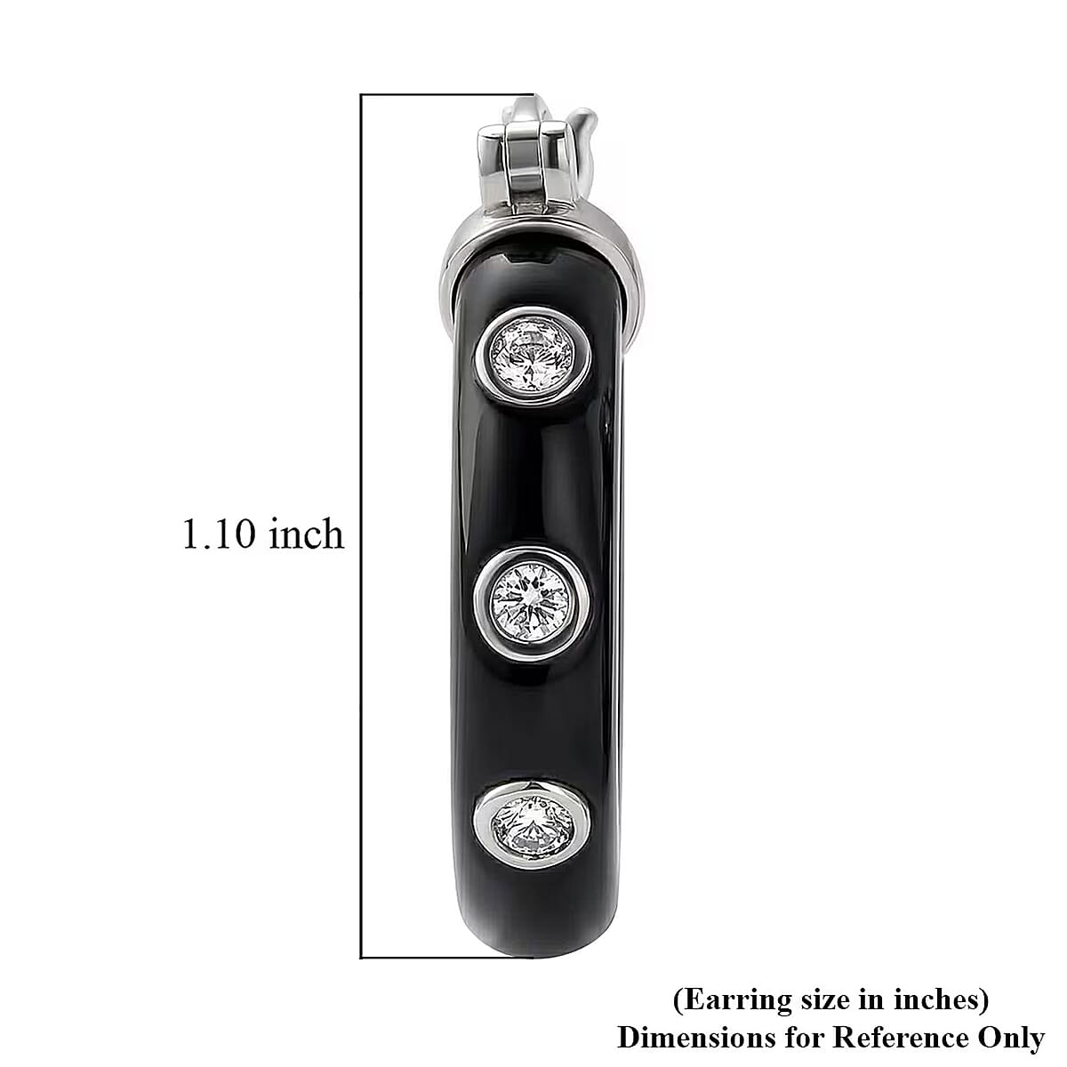 Lab Grown Diamond G-H SI 36.80 ctw and Black Jade Midnight Spark Hoop Earrings in Rhodium Over Sterling Silver image number 6