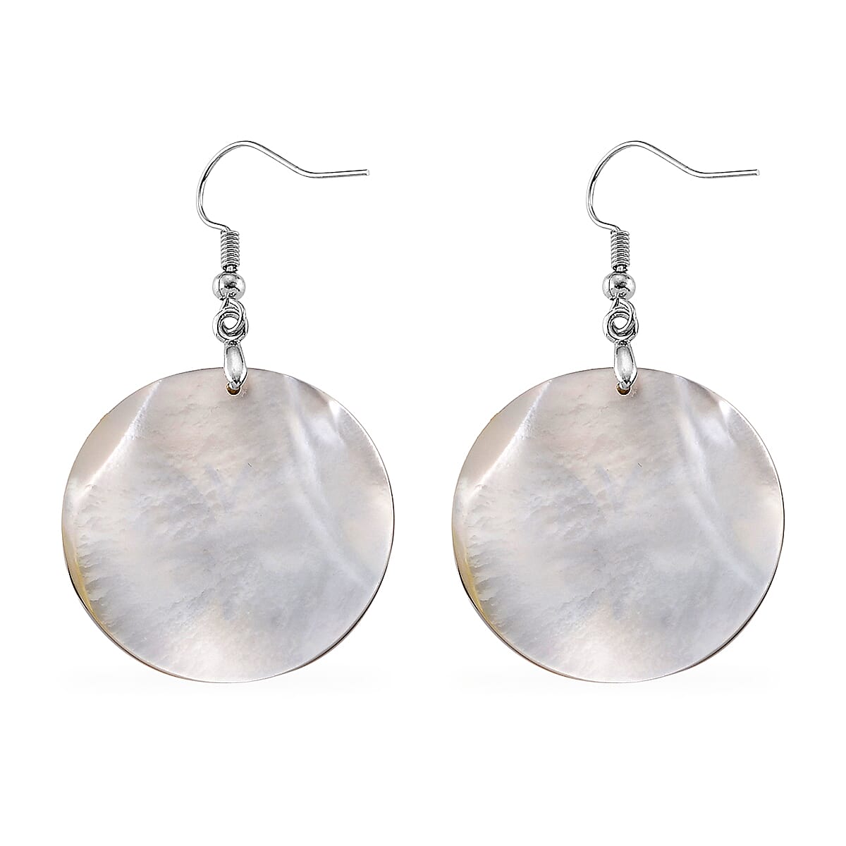Black Mother of Pearl Earrings in Silvertone