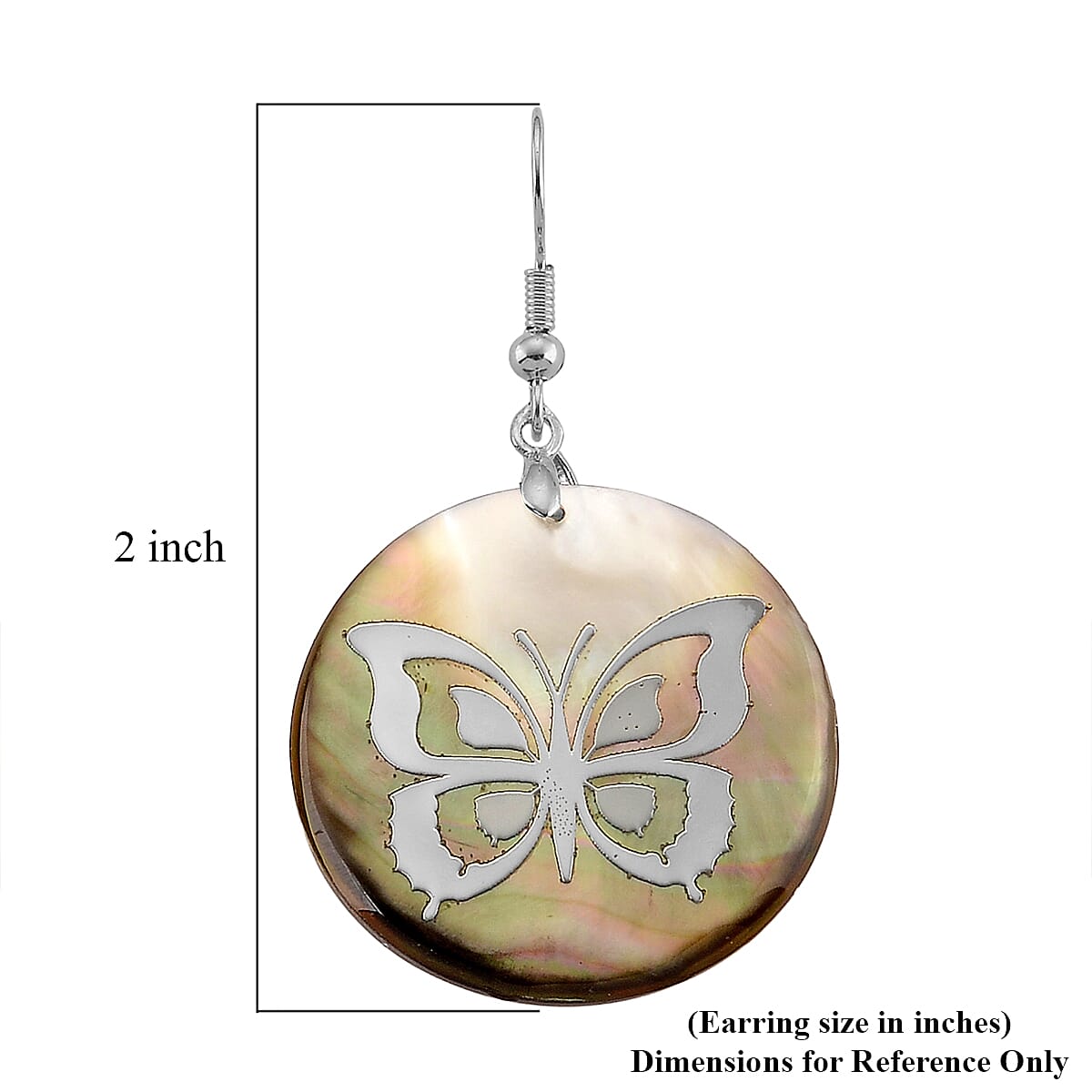 Black Mother of Pearl Earrings in Silvertone image number 5