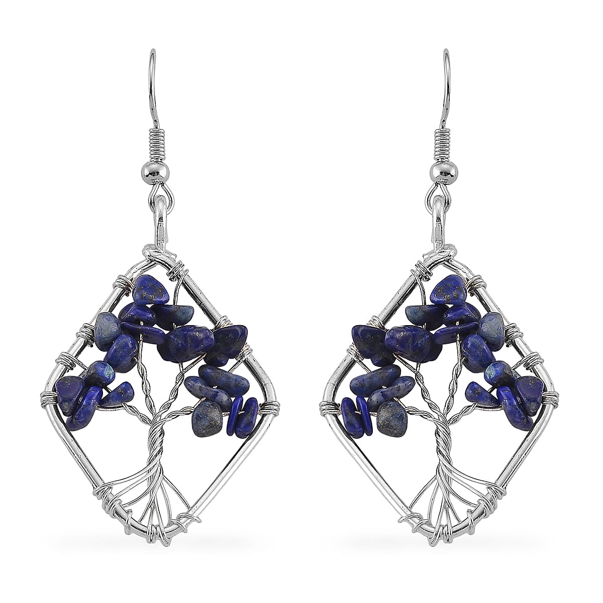Lapis Lazuli 10.00 ctw Earrings in Silvertone